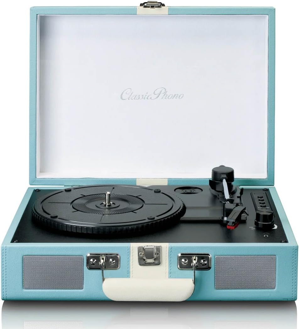 Lenco Classic Phono by Lenco TT-110 Plattenspieler - Kofferplattenspieler - 33, 45 und 78 RPM - Blue