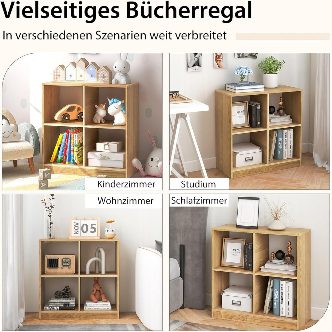 COSTWAY Bücherregal mit 4 Fächern, Würfelregal, Standregal, Aufbewahrungsregal, Regal für Schlafzimm