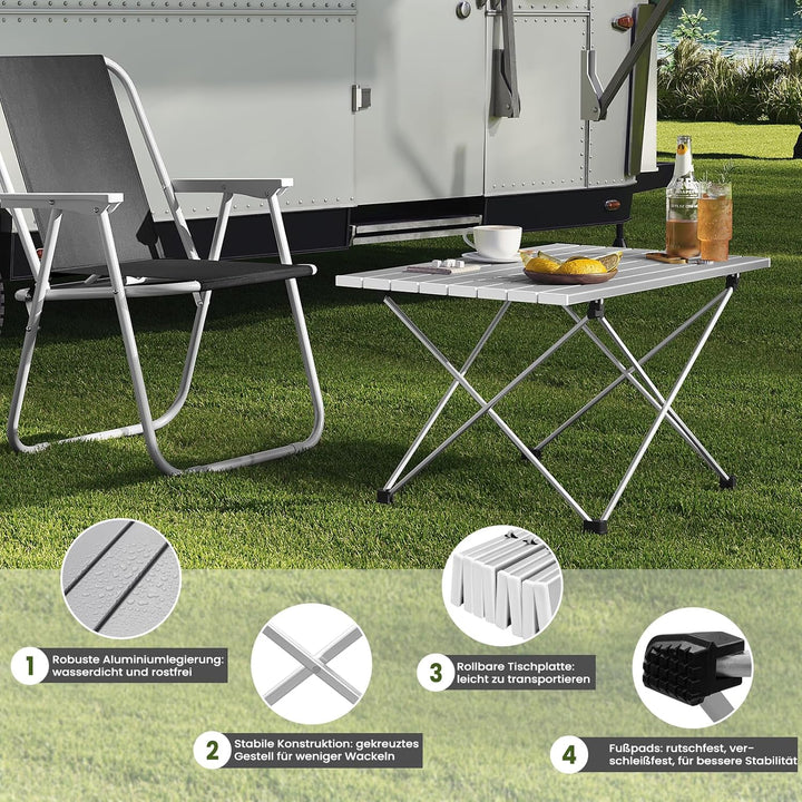WOLTU Alu Campingtisch klappbar Falttisch Ultra Leichte tragbar mit Tragetasche, Klapptisch Kleiner