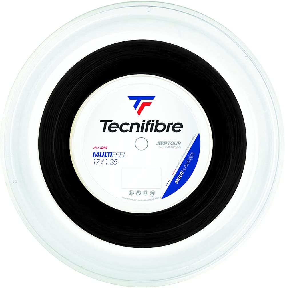 Tecnifibre Unisex – Erwachsene Rolle 200m Multifeel 1.25 Tennissaiten Einheitsgrösse Schwarz, Einhei