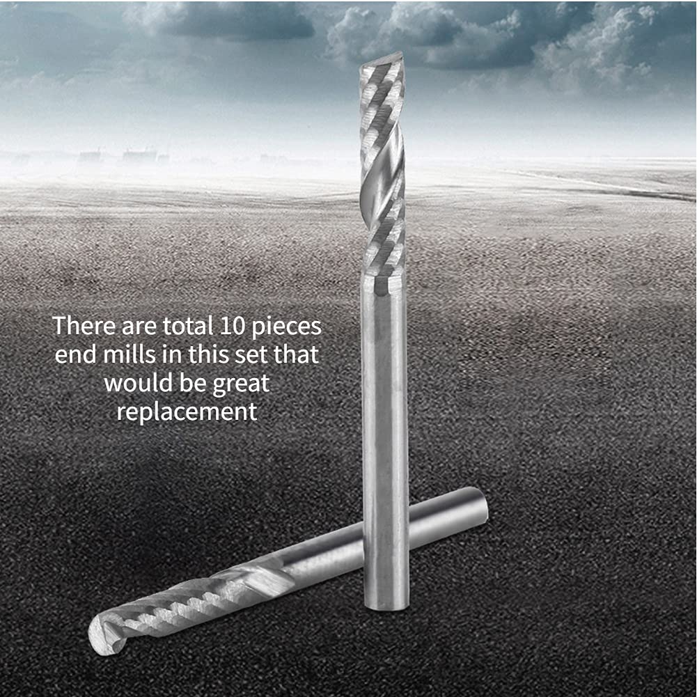 Schaftfräser, 10 Stück 4 mm Schaft Wolframcarbid-Spiral-Schaftfräser Einnuten-Fräser CNC-Fräser für