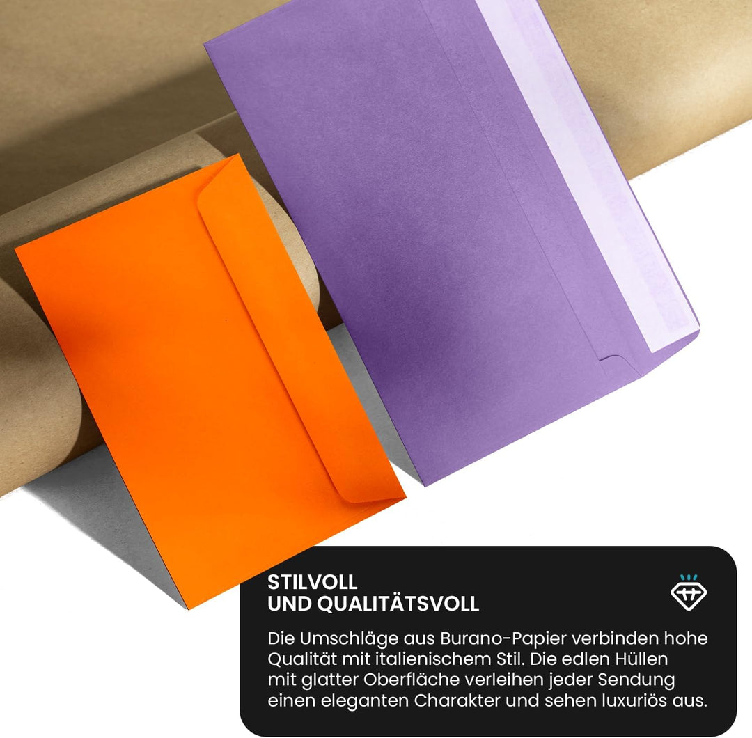 Netuno 500 quadratische Umschläge Gelb 155x 155 mm 90g Burano Giallo Zolfo bunte Briefumschläge quad