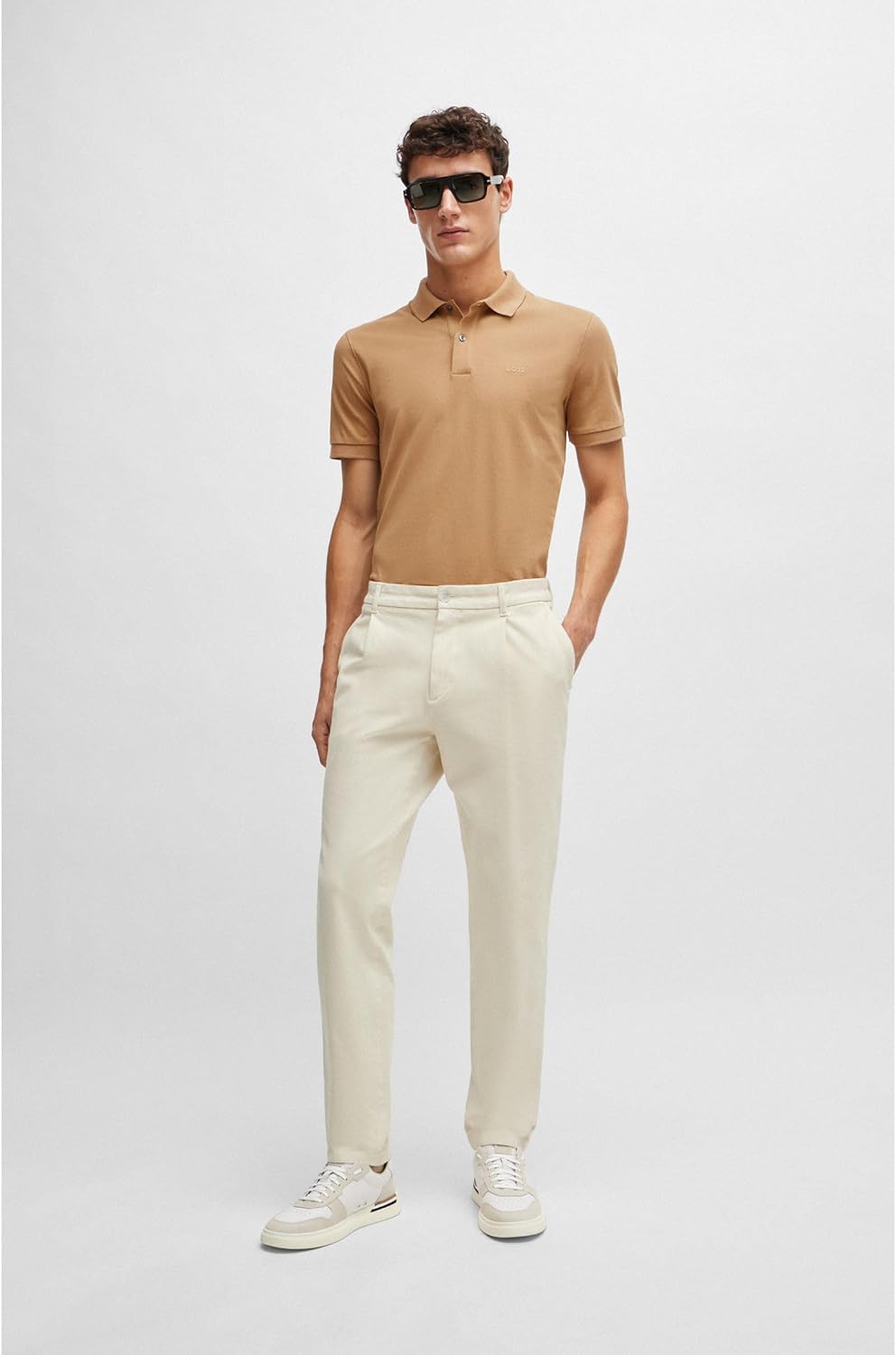 BOSS Herren Pallas Pallas Poloshirt aus Bio-Baumwolle mit Logo-Stickerei XS Mittel Beige260, XS Mitt