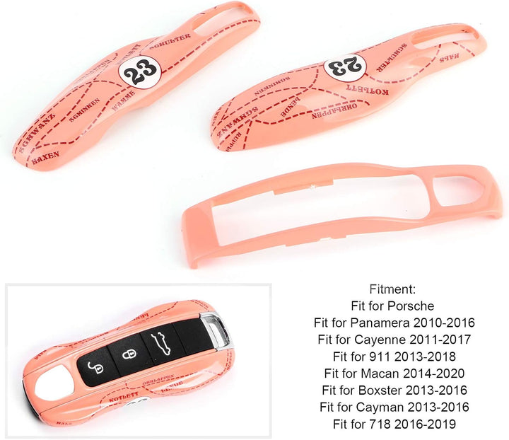 Aramox Autoschlüsselschale, Porsche Pink Pig Key Case Fernbedienung Schlüsselanhänger Abdeckung Trim