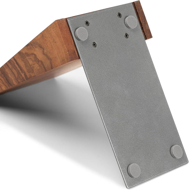 TILISMA Handgefertigte Walnuss Buchstützen für Regale-Bucherstützen aus Holz mit Metallbasis-Buchhal