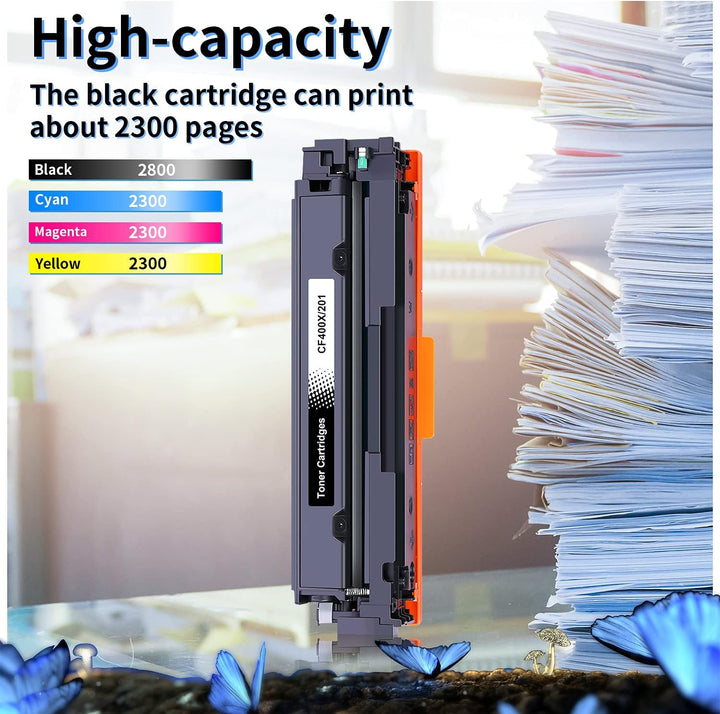 LOSMANN 4x Toner Kompatibel für HP CF400X CF401X CF402X CF403X 201X 201A CF400A für HP Color LaserJe