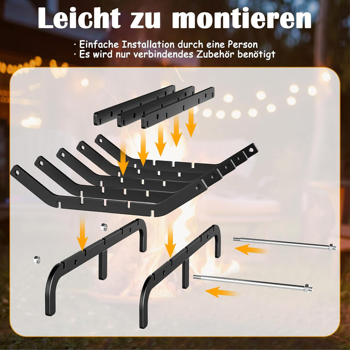 NAIZY Kaminrost Kohlenstoffstahl 42cm Feuerrost für Kamin Feuerbock Holzregal Multfunktional Holzros
