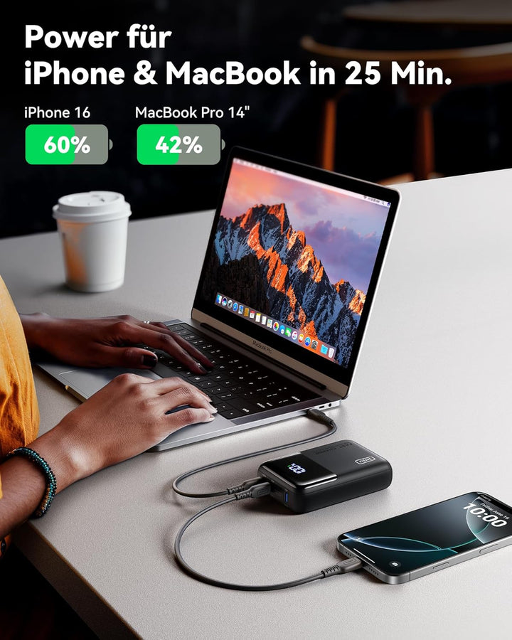 INIU Power Bank, 25000mAh 100W Powerbank Klein Aber Stark Phone & Laptop, Schnelles Travel Backpacki