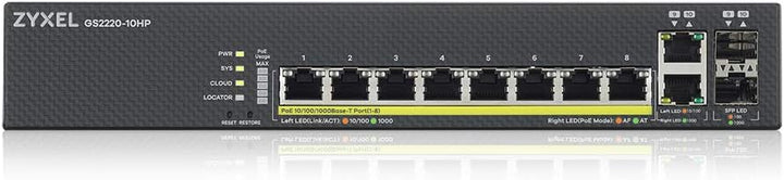 Zyxel Gigabit Ethernet Layer 2 Managed PoE+ Switch mit 8 Ports, einem Budget von 180 W, zwei Gigabit