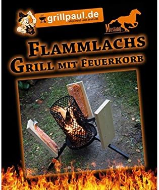 Flammlachs Grill | Feuerkorb | 3x Flammlachsbretter + 20x Holzstifte | Finnland