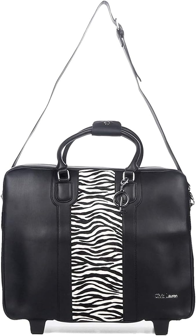 Bowatex Luxus Damen Laptop Aktentasche Schulter Gurt 2 Rollen Trolley Schwarz