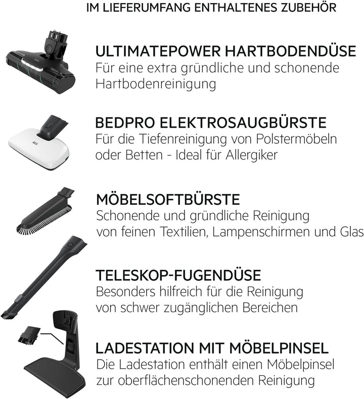 AEG HYGIENIC 5000 AS52HP25SH Akku-Staubsauger / 2in1 / angenehm leise 80 dB(A) / 58 % Recyclingmater