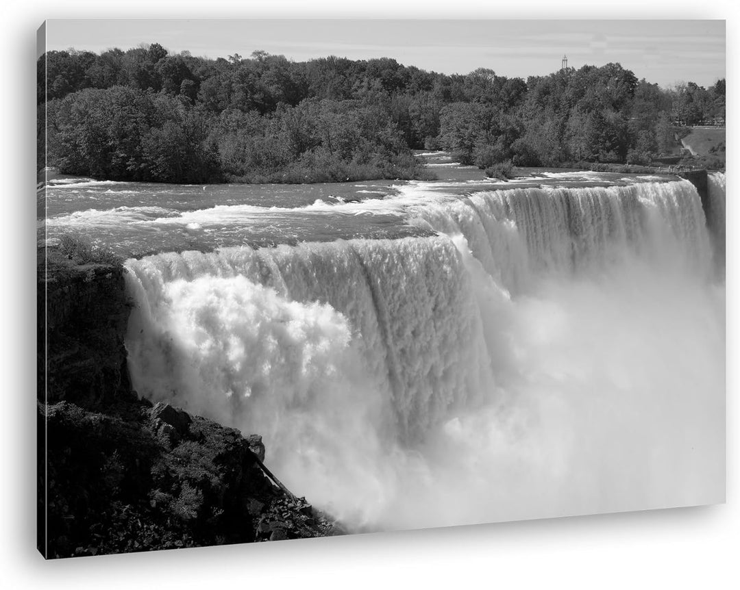 deyoli schöne Niagara Wasserfälle Effekt: Schwarz/Weiss im Format: 80x60 als Leinwandbild, Motiv fer