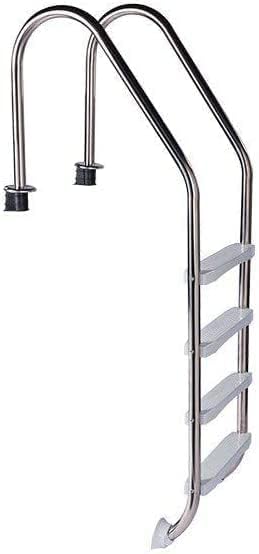 well2wellness® Edelstahl Einstiegsleiter Pool Tiefbeckenleiter Wide aus V2A mit ABS Kunststoffstufen
