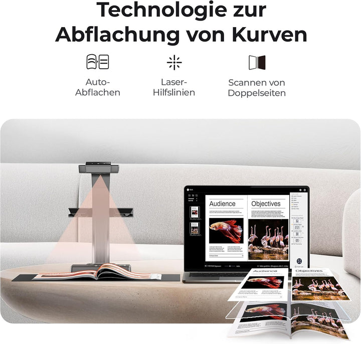 CZUR ET24 Pro Dokumentenscanner 24MP, Professioneller Buchscannermit HDMI, Scanner bis zu A3, mit La