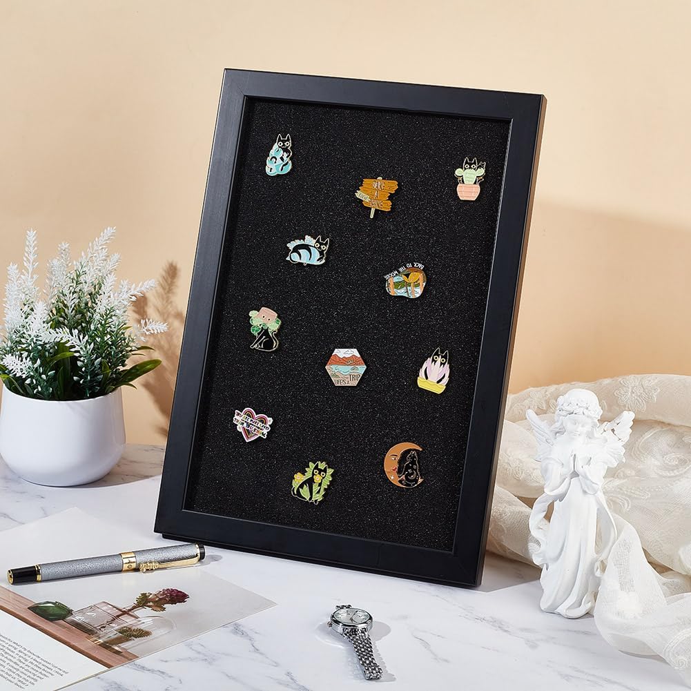 OLYCRAFT 22.8x32.9 cm Anstecknadel-Vitrine Medaillen-Vitrine Holz-Bilderrahmen Schrank Broschensamml