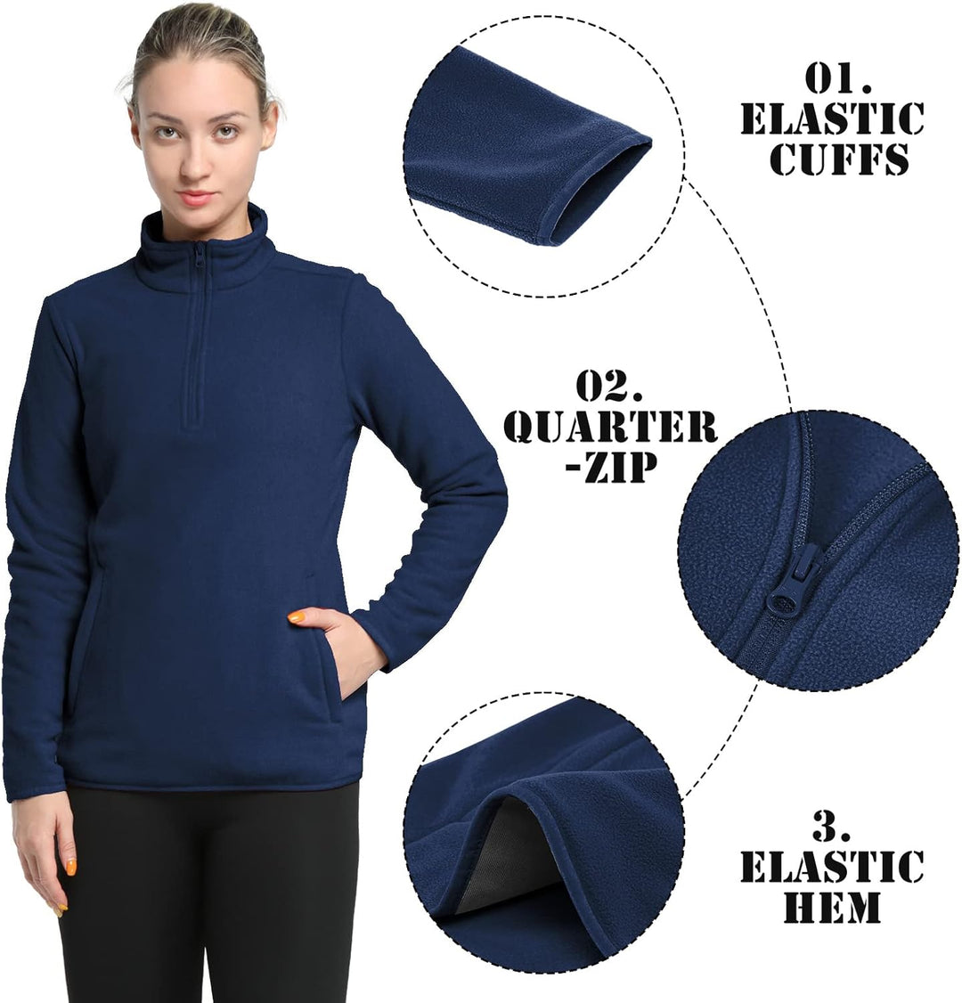 33,000ft Damen Fleece Pullover mit Halbreissverschluss Stehkragen Fleecepullover Sweatjacke Winter W
