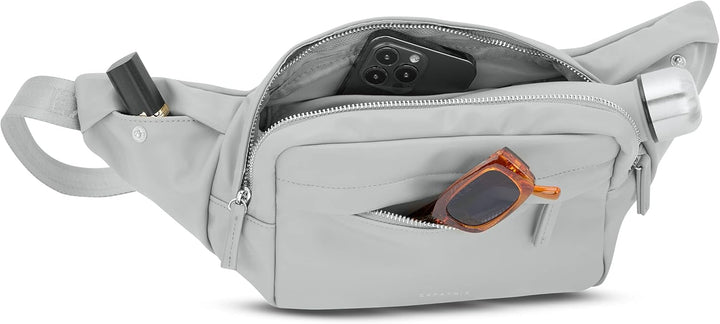 Expatrié Bauchtasche Damen Grau - Justine - Brusttasche für Reise, Festival & Sport - Stylische Bumb