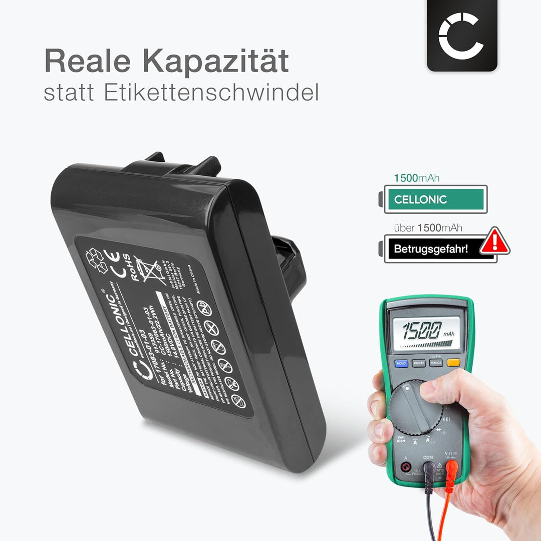 CELLONIC Akku kompatibel mit Dyson DC35, DC30, DC30 White (Dyson 917083-02) 1500mAh 1x 1500mAh, 1x 1