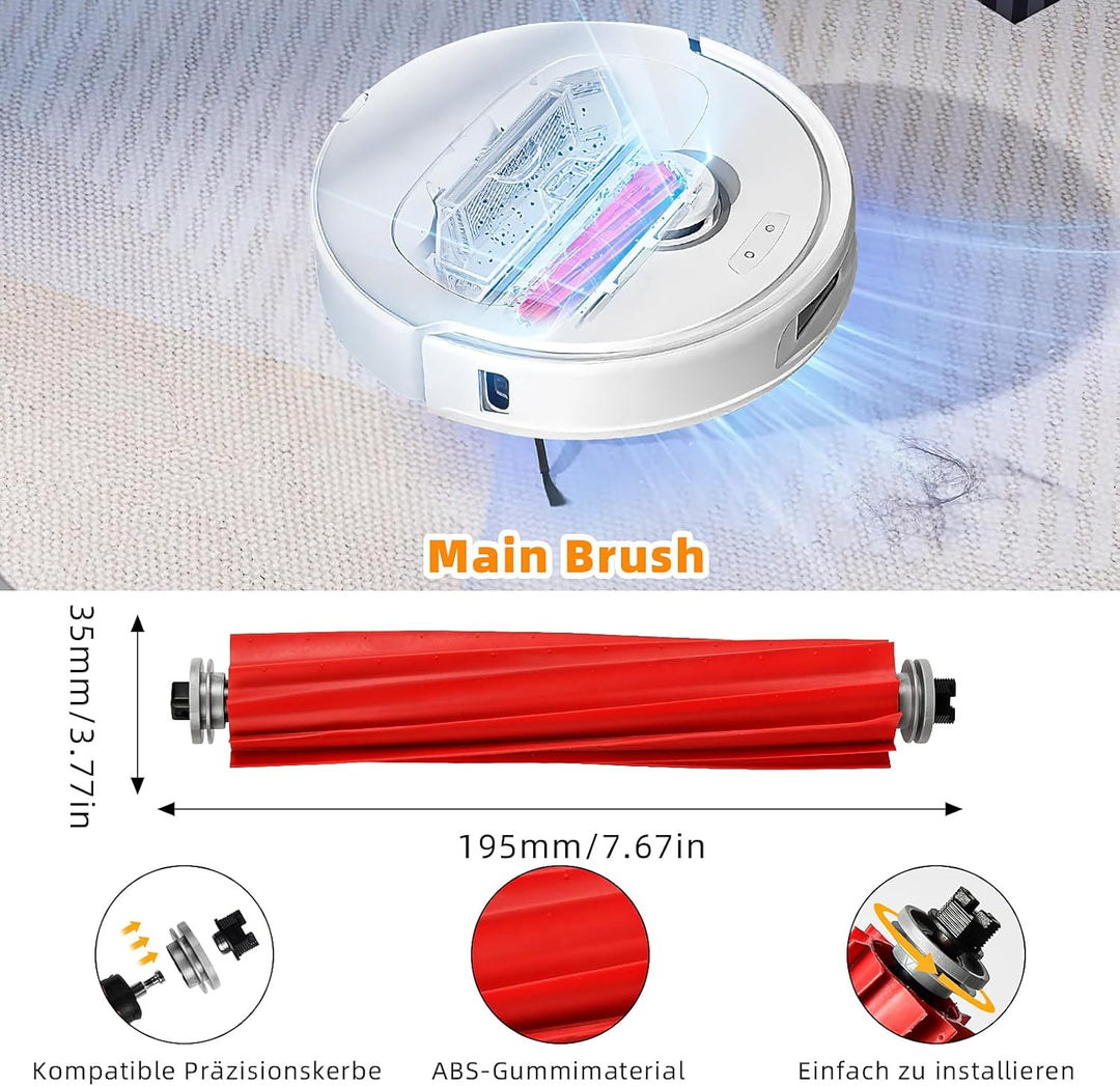 16 Stück Zubehörset für Roborock Q7 / Q7+ / Q7 Max / Q7 Max+ Staubsauger Ersatzteile Enthält 2 Haupt