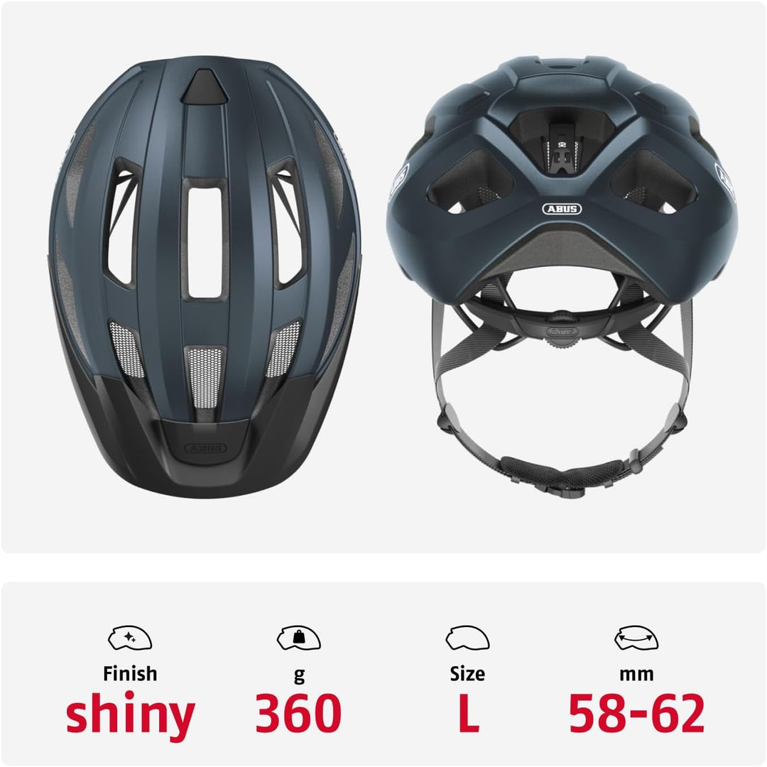 ABUS Rennradhelm Macator - sportiver Fahrradhelm für Einsteiger - auch für Zopfträger/-innen - für D
