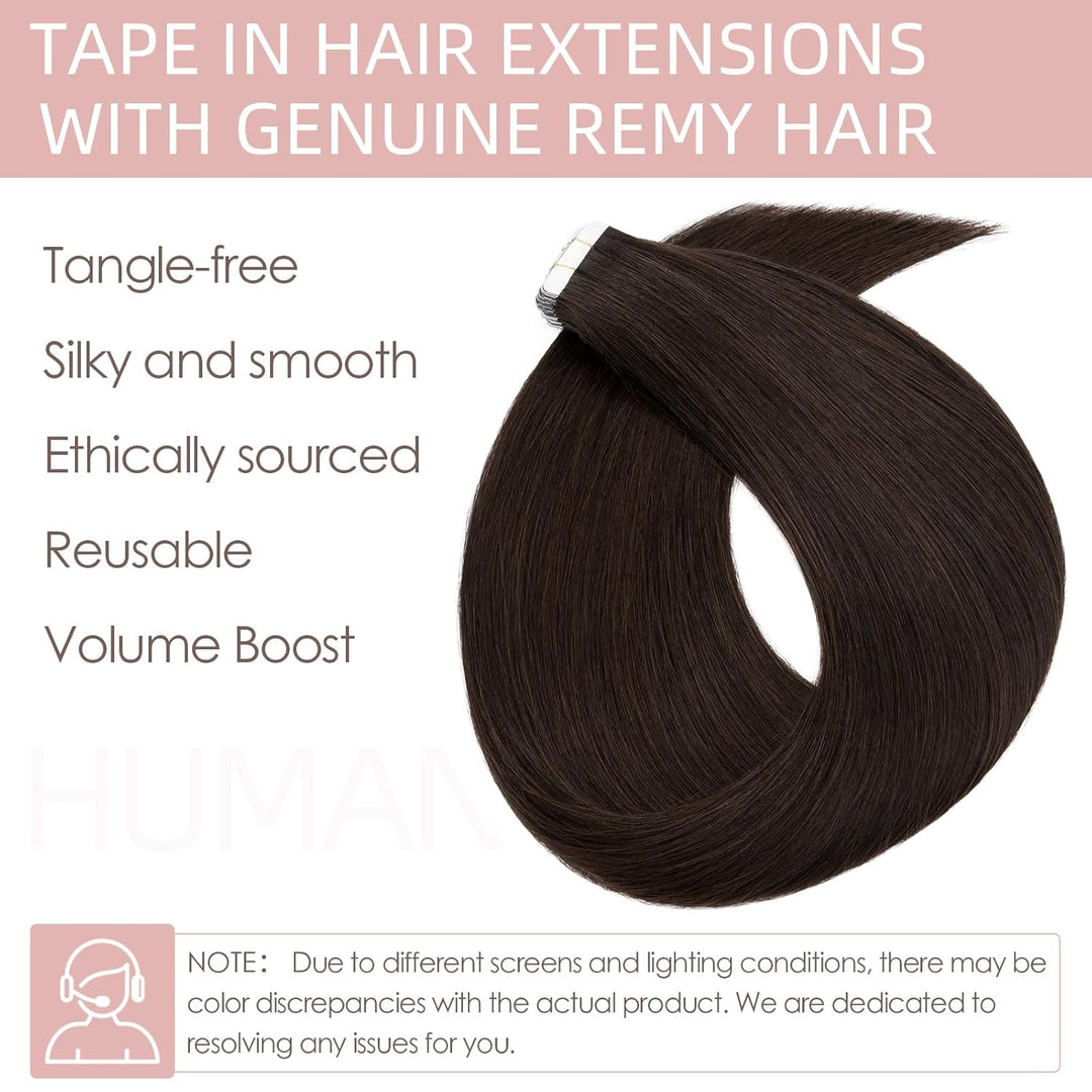 Silk-co Tape Extensions Echthaar 20stk, Haarverlängerung Tape in Extensions Echthaar, Remy Haarexten
