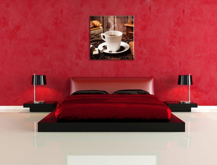 heisser aufgebrühter Kaffee, Format: 70x70 auf Leinwand, XXL riesige Bilder fertig gerahmt mit Keilr