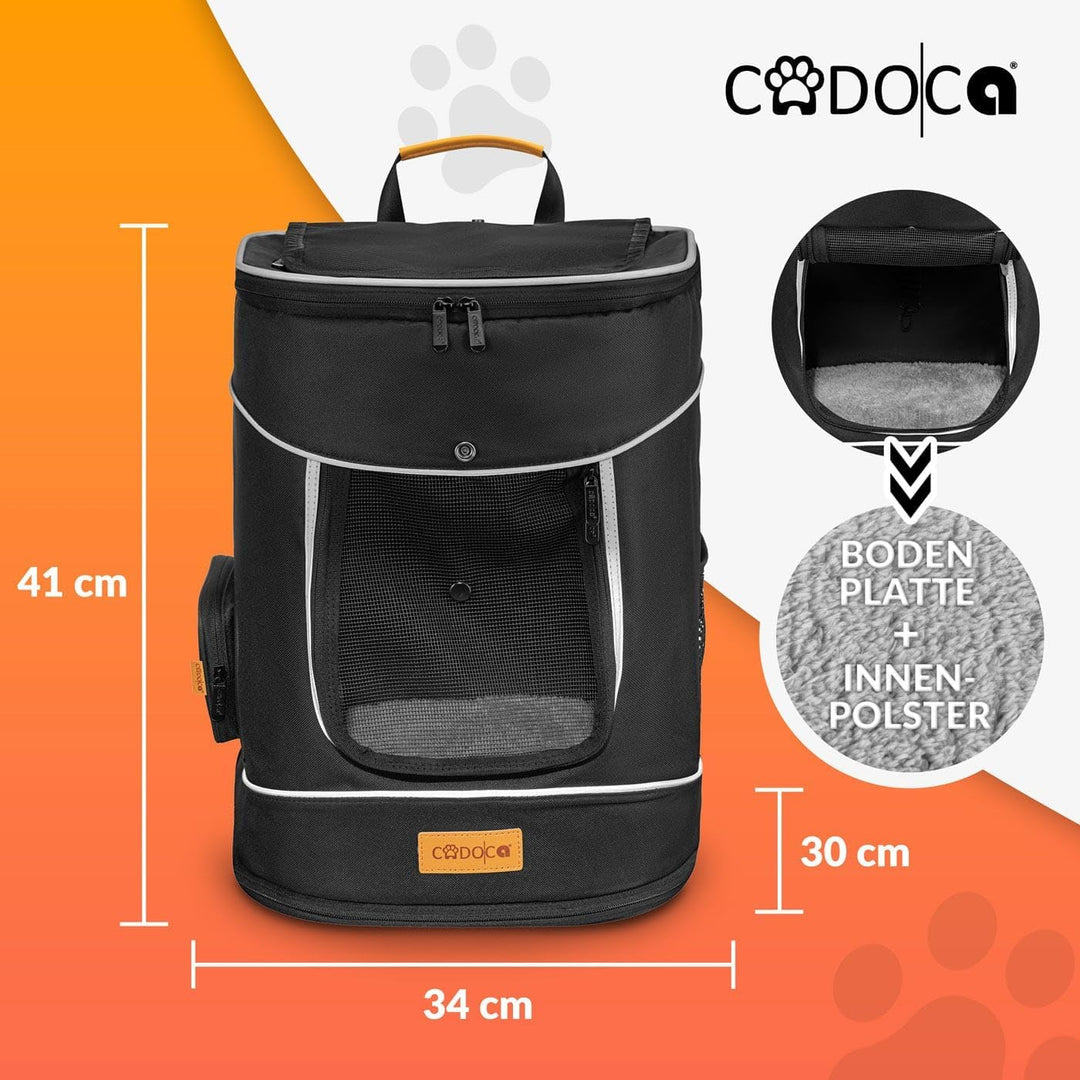 CADOCA® Haustierrucksack bis 20 kg verstellbare Gurte faltbar Kurzleine Haustier Tragetasche Hunderu