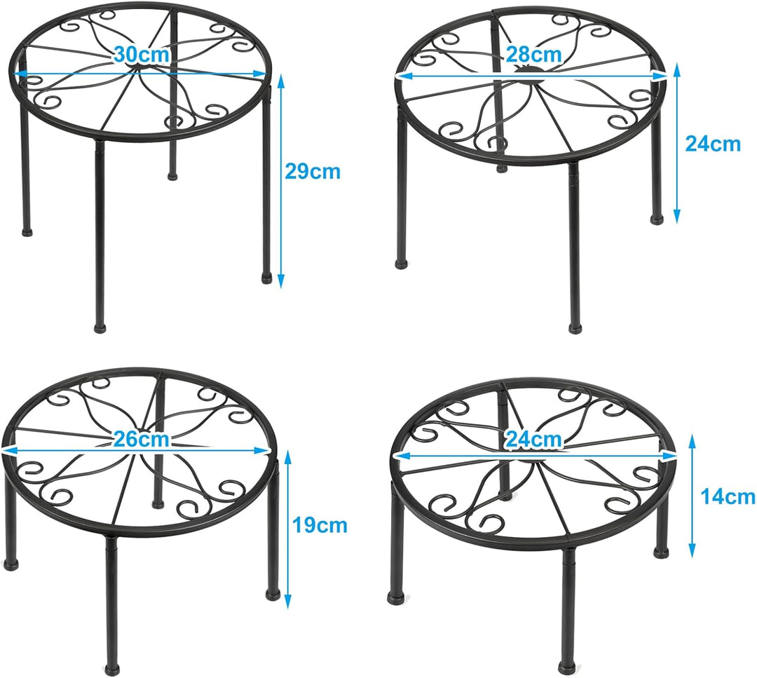 LEUTED Blumenständer 4-in-1 Set, Blumenhocker Metall für Innen Aussen, Pflanzenhocker für Balkone In