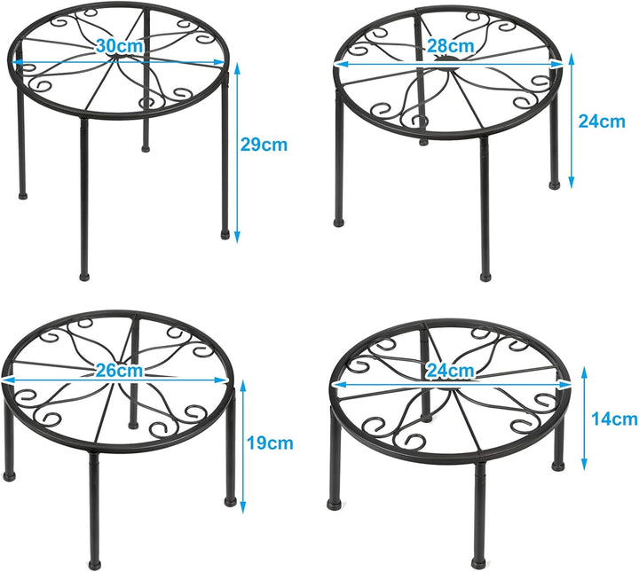 LEUTED Blumenständer 4-in-1 Set, Blumenhocker Metall für Innen Aussen, Pflanzenhocker für Balkone In