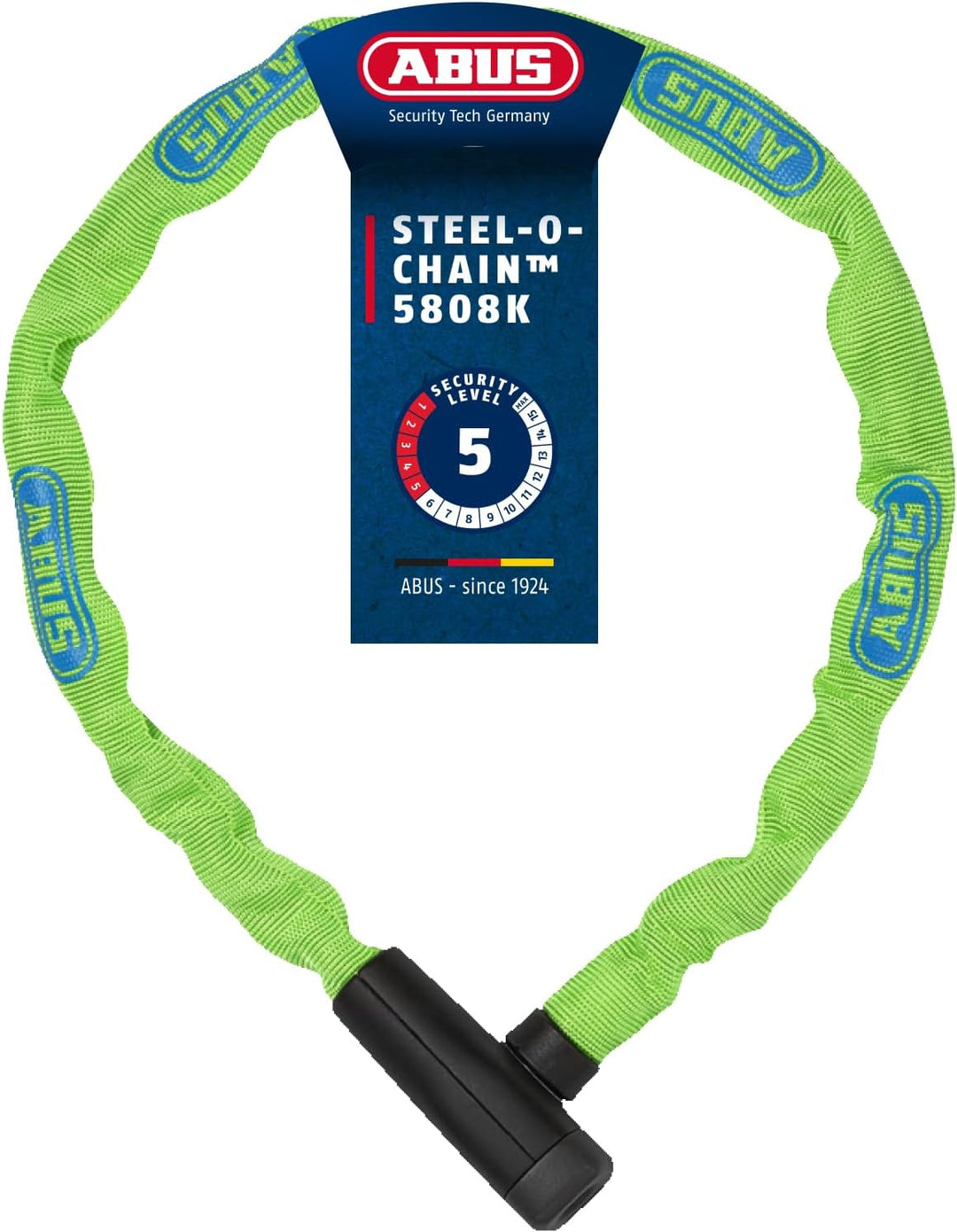 ABUS Kettenschloss Steel-O-Chain 5805K – Fahrradschloss aus Stahl – ABUS-Sicherheitslevel 5 Grün (Li