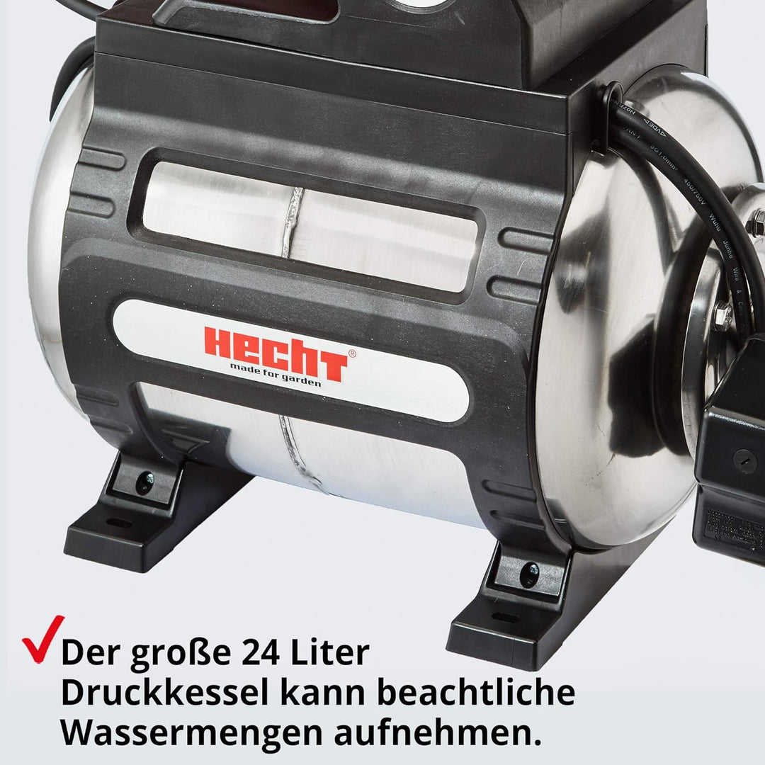 (NEU) HECHT Edelstahl Hauswasserwerk INOX, Wasserpumpe, 1100 Watt, 8 m selbstansaugend, 4,5 bar Förd