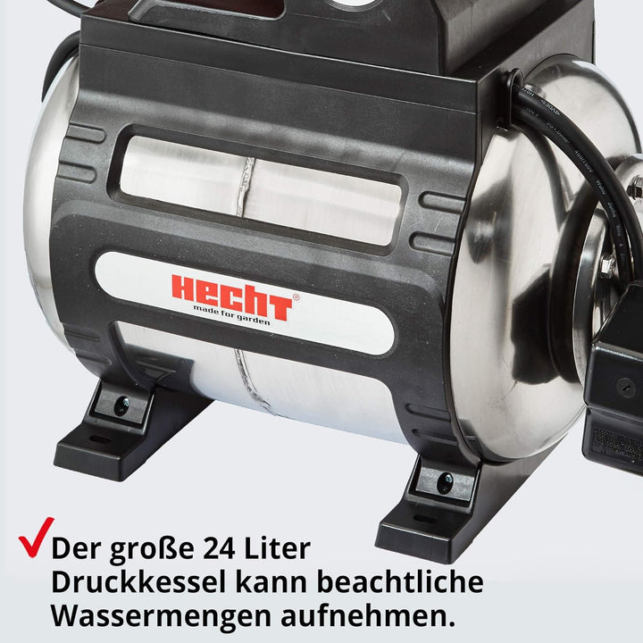 (NEU) HECHT Edelstahl Hauswasserwerk INOX, Wasserpumpe, 1100 Watt, 8 m selbstansaugend, 4,5 bar Förd