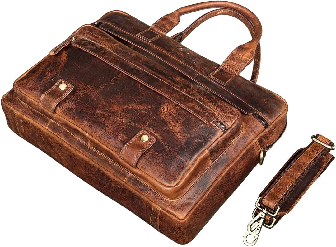 STILORD 'Leander' Umhängetasche Leder Gross Arbeitstasche Aktentasche Business Herren und Damen 15.6