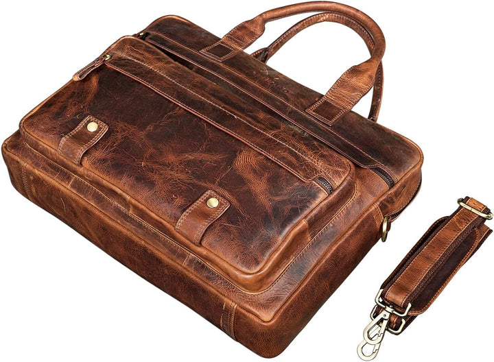 STILORD 'Leander' Umhängetasche Leder Gross Arbeitstasche Aktentasche Business Herren und Damen 15.6