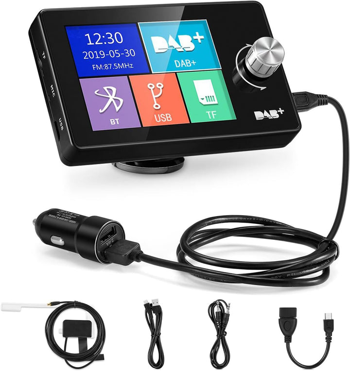 LEXXSON DAB Adapter für Autoradio | 2.8" buntes Display Radioadapter, tragbares DAB Transmitter Digi