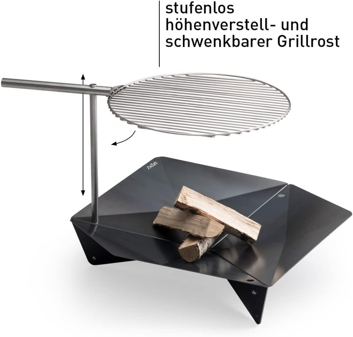 höfats - TRIPLE Grillrost 55 - verwandelt TRIPLE Feuerschale in einen Grill - höhenverstellbar und s