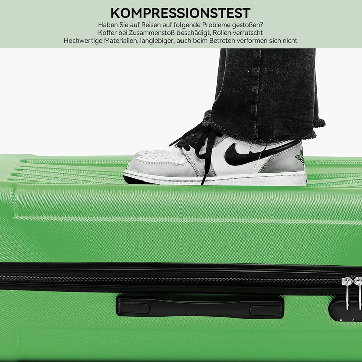 BEIBYE- Hartschalenkoffer Koffer Trolley Rollkoffer Reisekoffer Zahlenschloss 4 Zwilings-Rollen (Oli