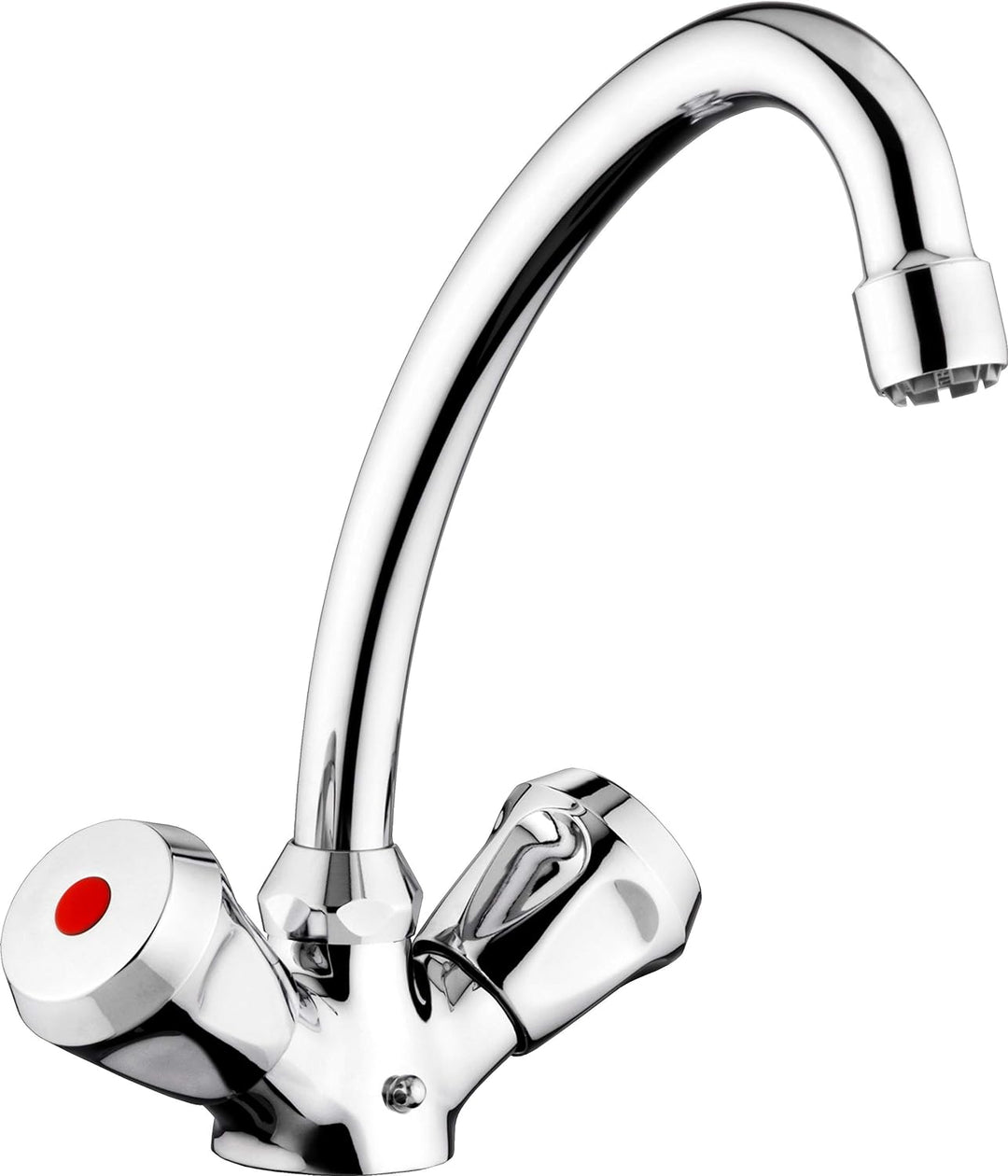 Cornat Spültisch-Zweigriffarmatur "Lina" - Hochwertiger Messingkörper - verchromt - Hoher & schwenkb