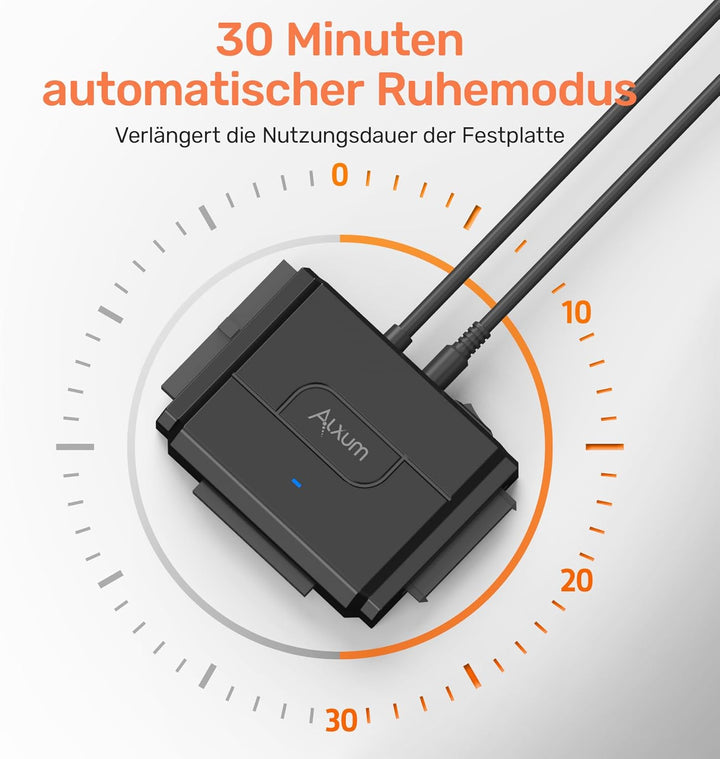 Alxum IDE und SATA Adapter, USB 3.0 Festplatten Konverter mit Netzschalter für 2.5 und 3.5 Zoll HDD
