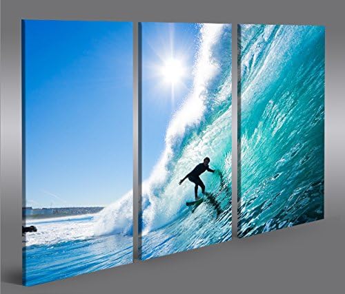 islandburner Bild Bilder auf Leinwand Big Wave Surfen Wellenreiten 3p XXL Poster Leinwandbild Wandbi