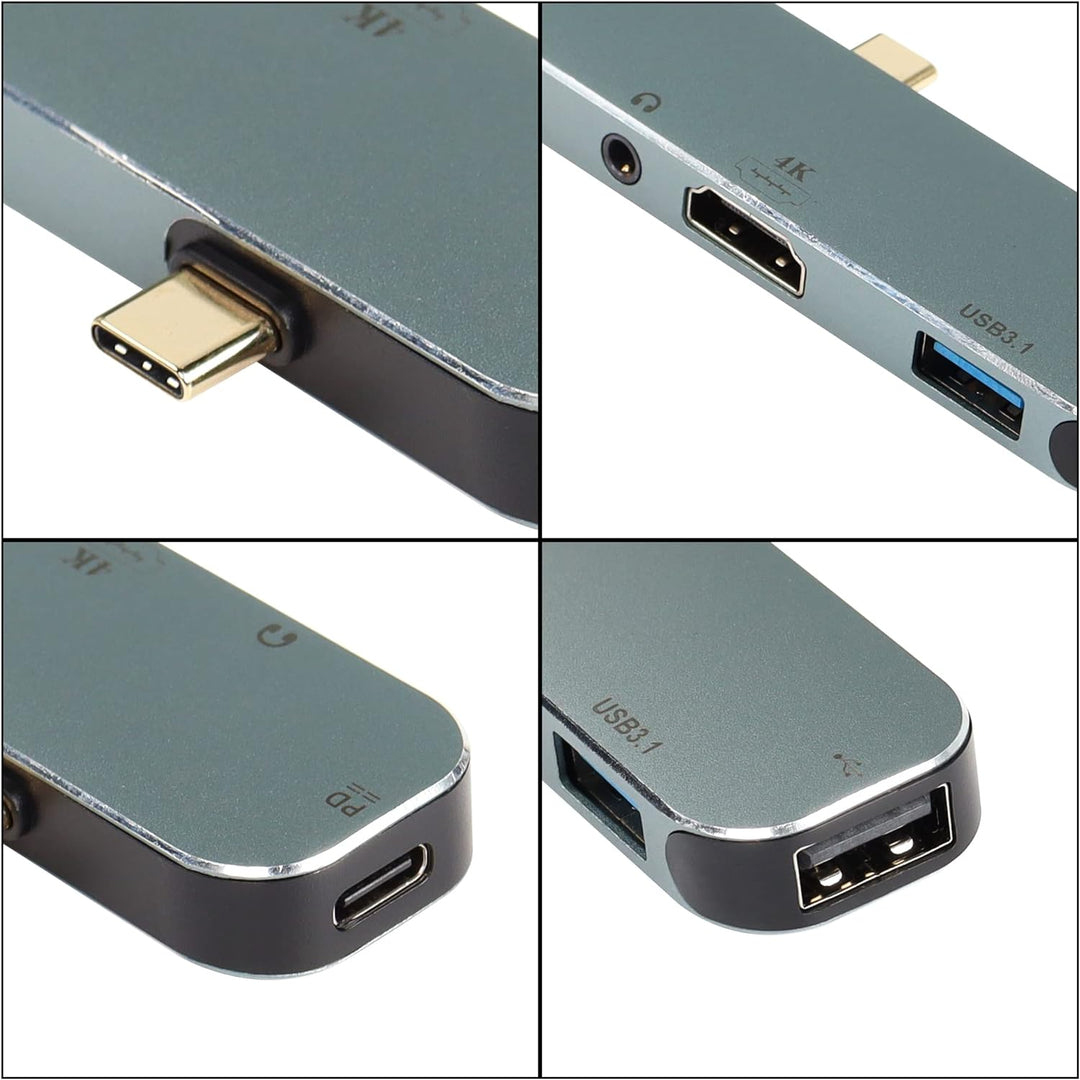 CERRXIAN USB-C-auf-HDMI-Laptop-Docking-Hub, 5-in-1-Typ-C-Adapter mit Dual-USB-, USB-C-Aufladung (PD)