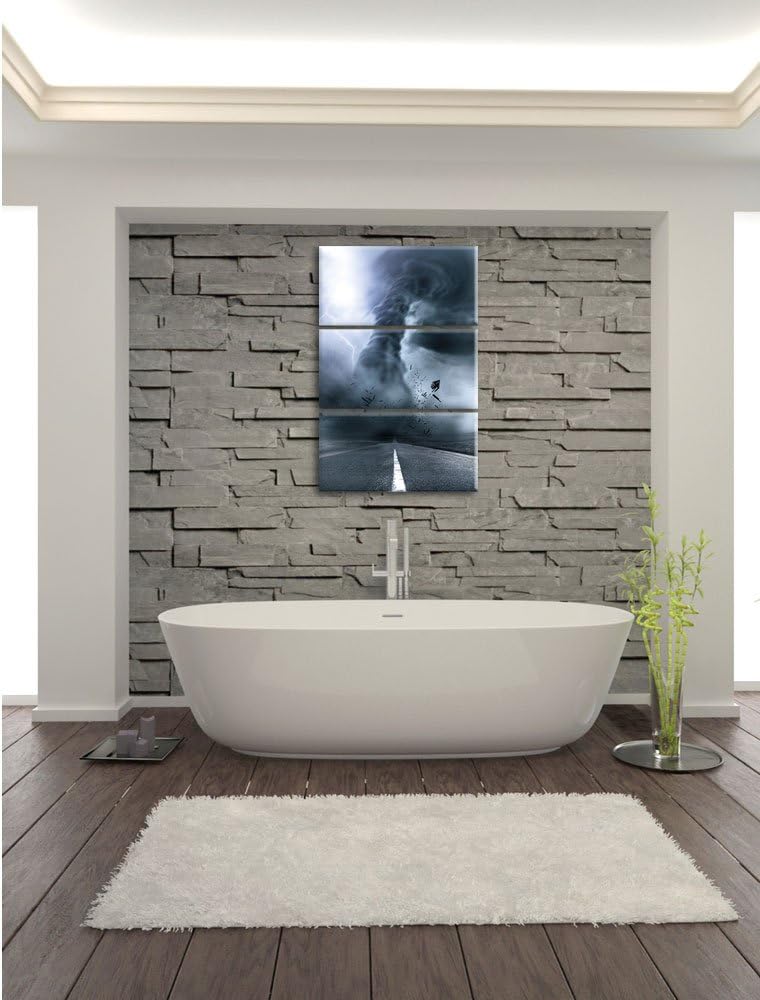 Pixxprint Wirbelsturm auf Highway als Leinwandbild/Grösse: 3 Teilig (120x80) cm/Wandbild/Kunstdruck/