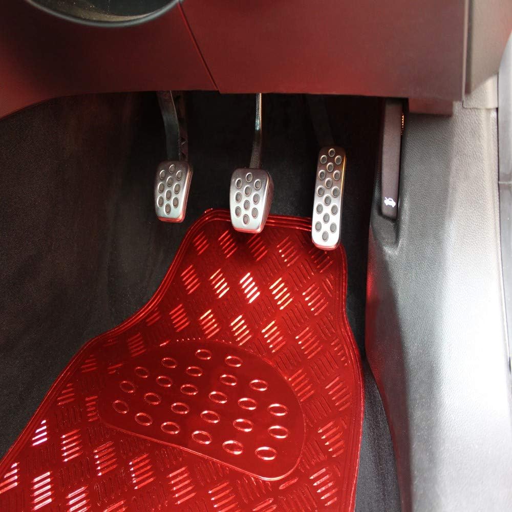 JVL 01-692 Titan Automatten-Set Metallisch mit Gummirückseite, Rot, 4-teilig, Rot
