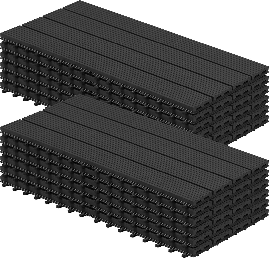 WOLTU WPC Terrassenfliesen Terrassendielen Holz-Optik 30x60cm, Fliese Bodenfliese Klickfliese mit kl