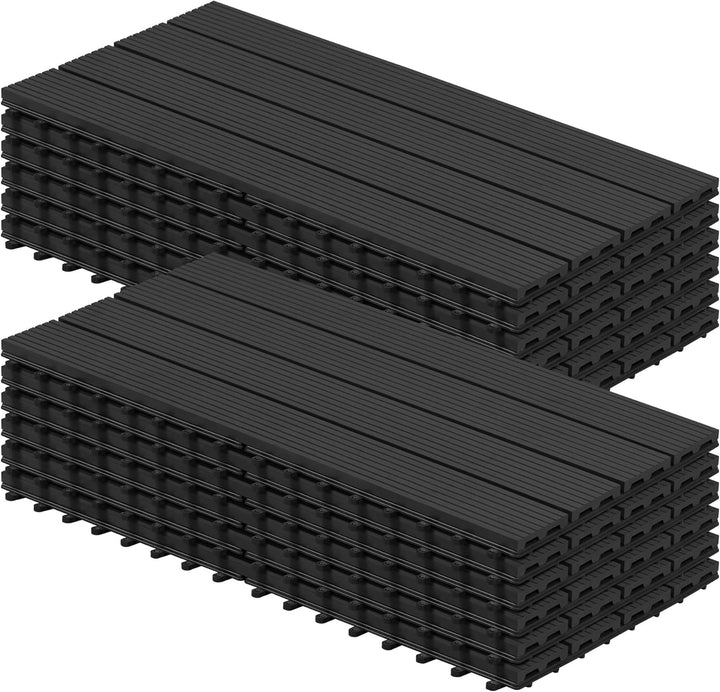 WOLTU WPC Terrassenfliesen Terrassendielen Holz-Optik 30x60cm, Fliese Bodenfliese Klickfliese mit kl