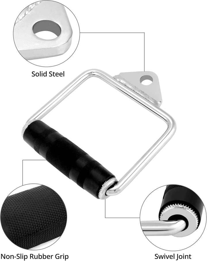 QWORK® 2 Stück Kabelzug Griffe mit Gummigriff, Latzug Griff für Workout am Seilzug