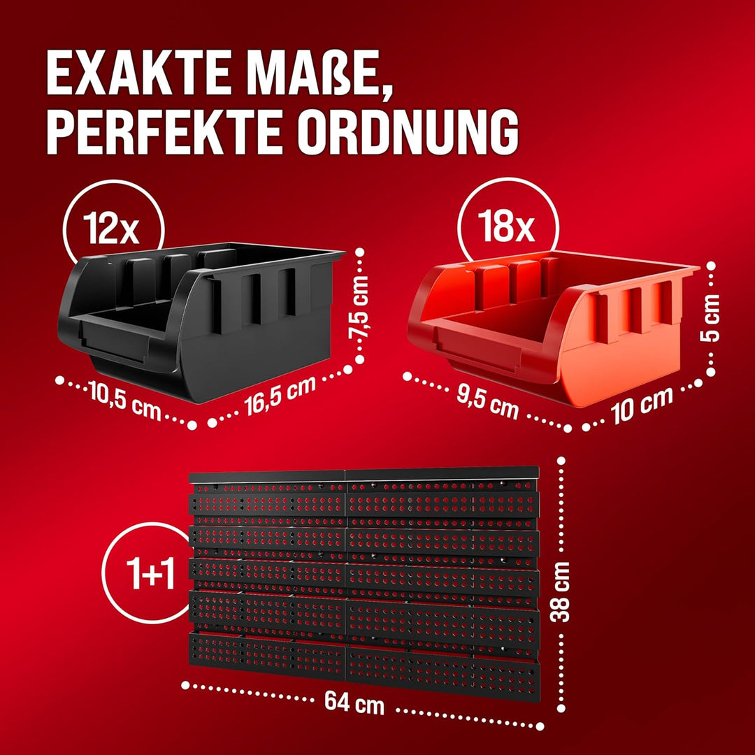 DEUBA® Stapelboxen 32 tlg. Erweiterbar Etikettenfach Stabil Stossfest Starke Wandplatten Wandregal W