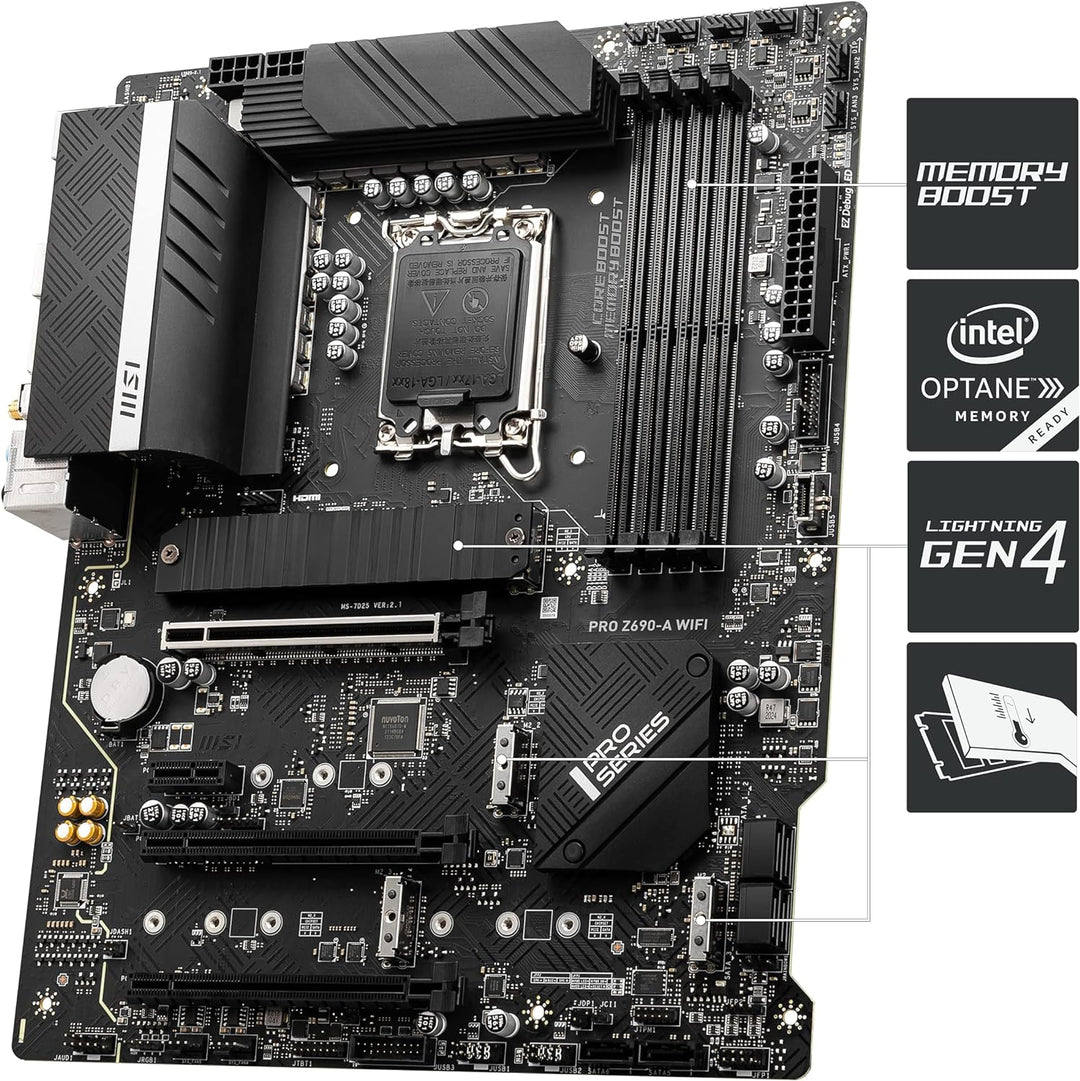 MSI PRO Z690-A WIFI Mainboard ATX, unterstützt Intel Prozessoren 12. Generation, LGA 1700, 14 Duet R