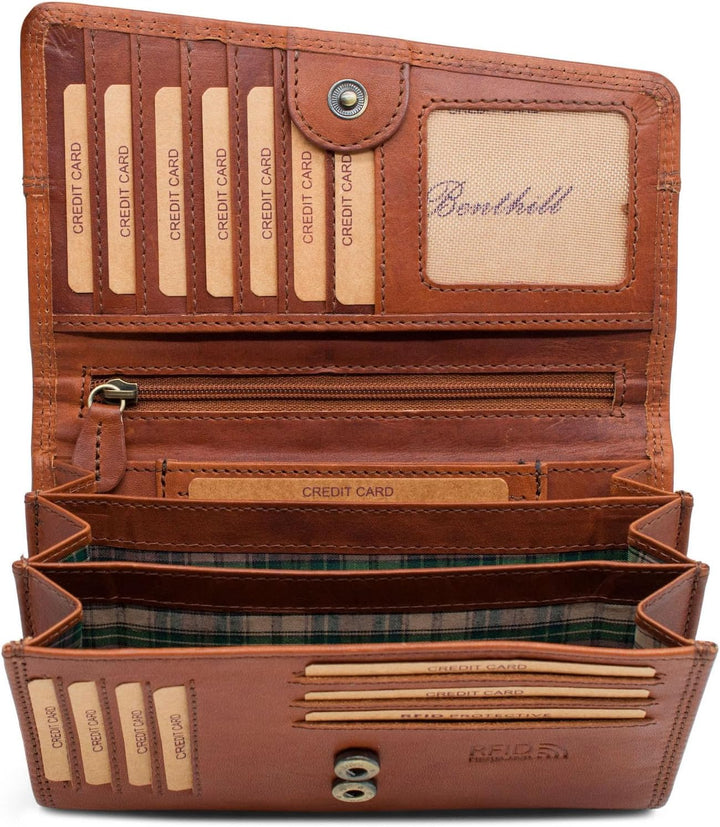 Benthill Geldbörse Damen Gross Echt Leder - RFID Portemonnaie Gross aus echtem Rindsleder - XXL Geld